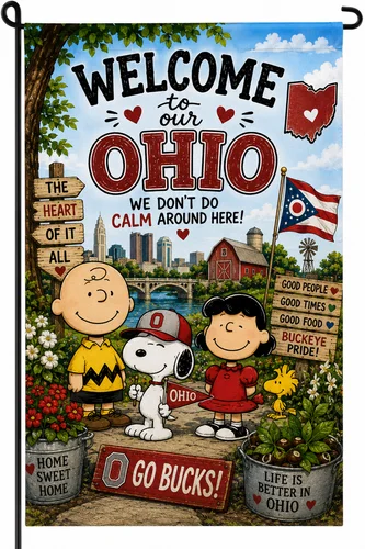NEW 12x18 Custom designed Snoopy double sided garden flag OHIO TTN