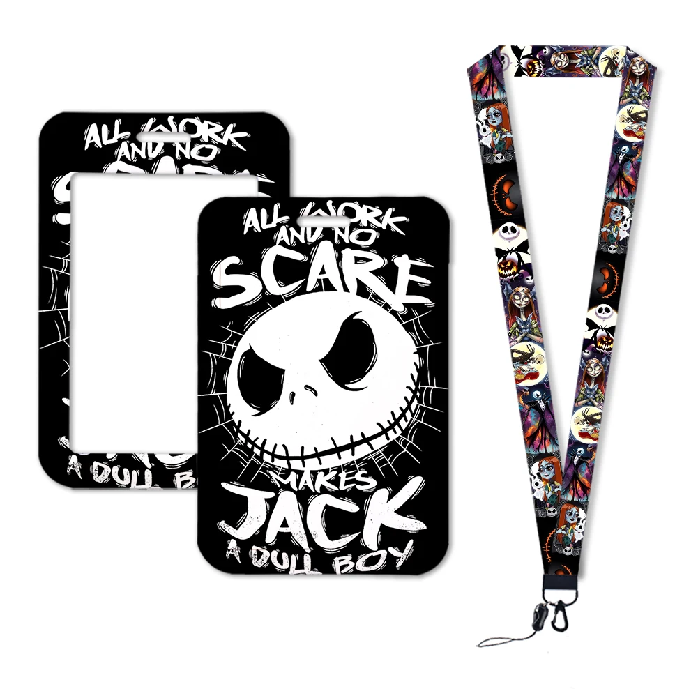 Nightmare Before Christmas Id ผู้ถือบัตร Lanyard Retractable คลิปสายคล้องคอรถบัสผู้ถือป้ายของขวัญฮาโลวีน