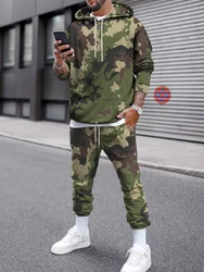 Camouflage 3d Print Hoodie 2PCS Set Hoodies+pant Tracksuit Men Clothing Sets Autumn Winter Sweatpants Male Sweatshirt Suit