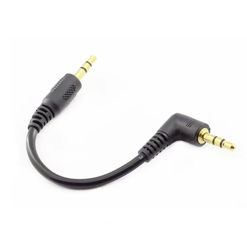 3 poles 3.5mm 90 Degree Left and Right Male to Male Earphone Extension Cable Audio Adapt to Mobile MP3 in Car