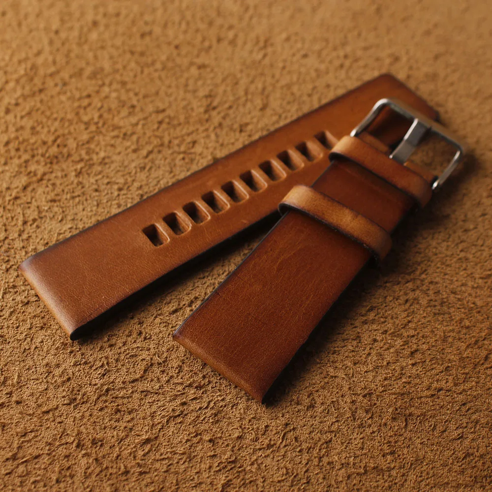 Pulseira de relógio de couro de alta qualidade, acessórios, pulseira de relógios marrom, 22mm, 24mm, 26mm de largura para relógios de pulso de quartzo
