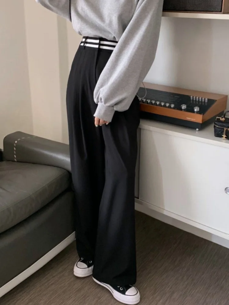 High Waist Drapey Straight Leg Pants Loose Casual Floor Length Suit Pants with  Autumn Winter New Arrival