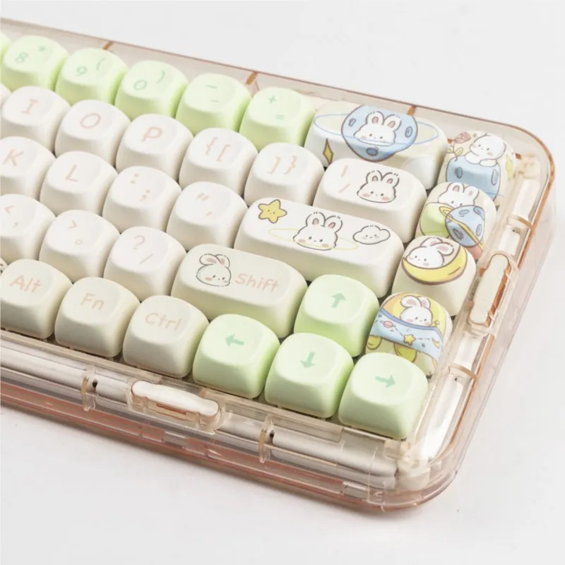 144 Keys Rabbit Cute Keycap MOA Profile PBT Dye Sublimation Kawaii  Keycap MX Switch Mechanical Keyboard Keycaps Personalizada