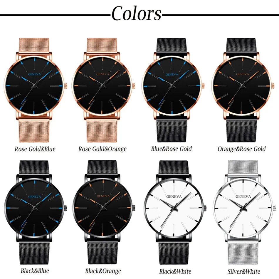 2022 Watch Men Minimalist Ultra Thin Gentleman Watches Men\'s Fashion Stainless Steel Mesh Belt Quartz Clock Casual Business Cool