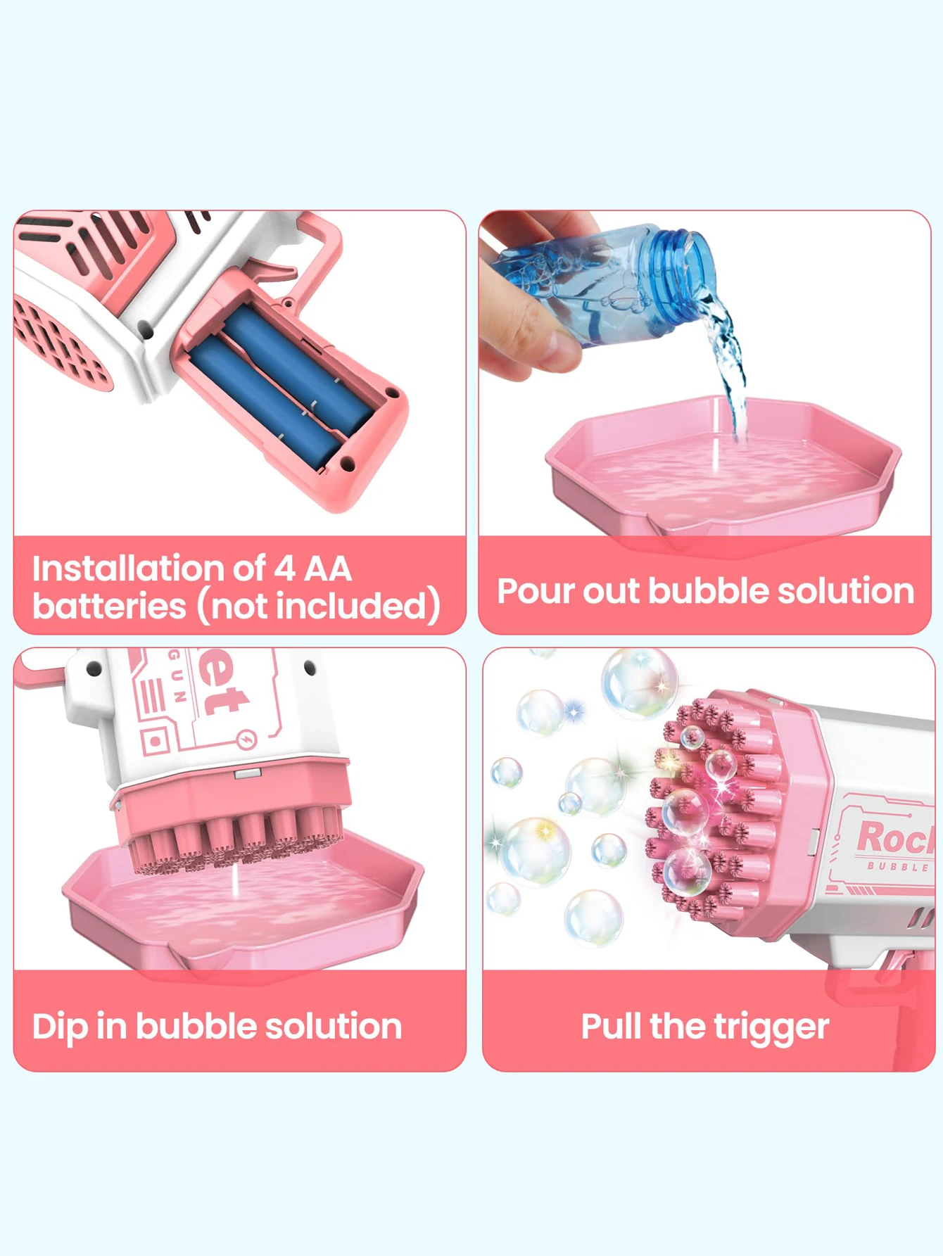 Lance-roquettes électrique Portable à 40 trous, pistolet à bulles automatique, jouet cadeau d'anniversaire pour fête (sans bulle d'eau)