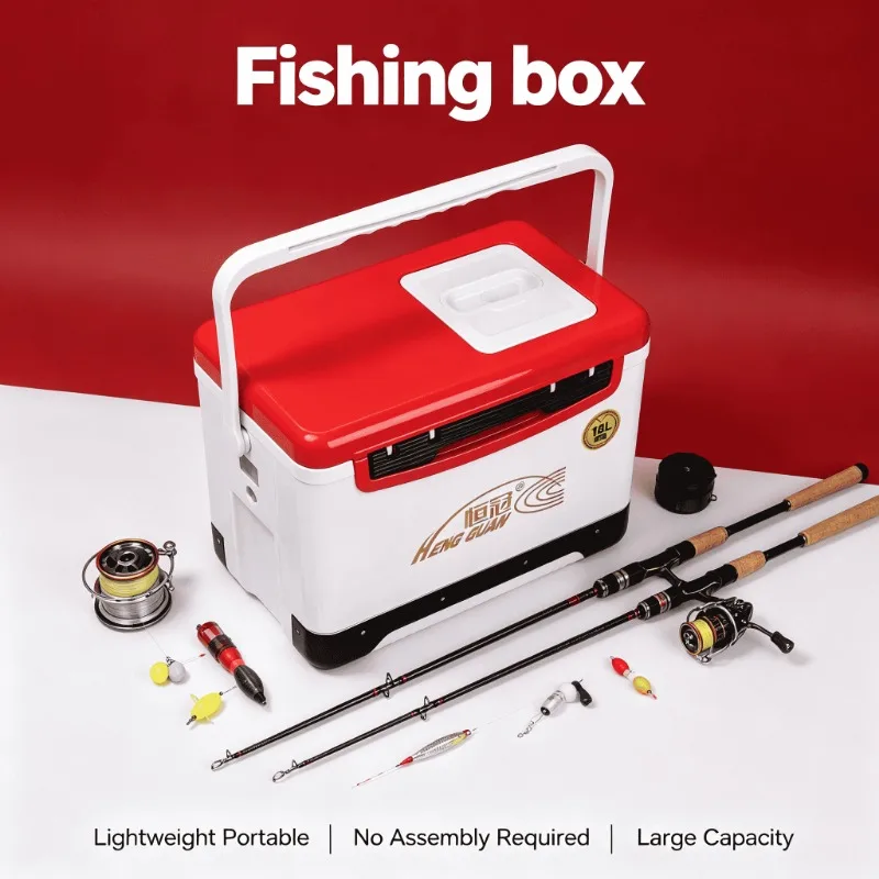 Caja Refrigeradora Multifuncional Aislada de 18L para Pesca, Asiento Portátil con Almacenamiento, Nevera para Equipo de Pesca, Caja de Pesca