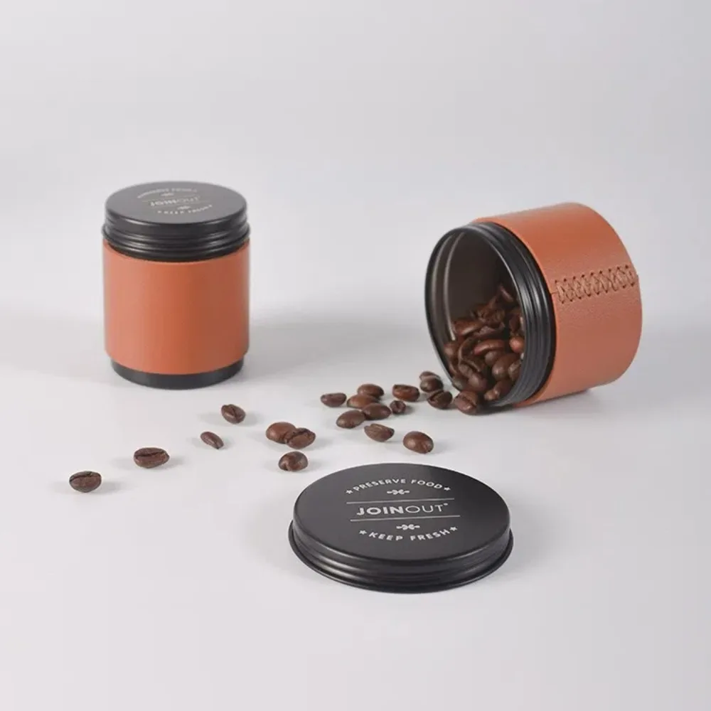 Coffee Storage Tool Mini Coffee Bean Storage Jar Leather Case Moisture-proof Coffee Powder Sealed Jar Tea Storage Jar Outdoor