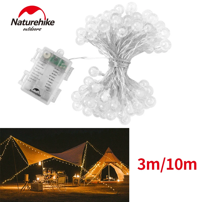 Naturehike 10 m/3 m Party Birthday Lamp String Outdoor Camp Ipx4 Rainproof Tent Bubble Decorative Lamp Led 8- Modes Illuminate