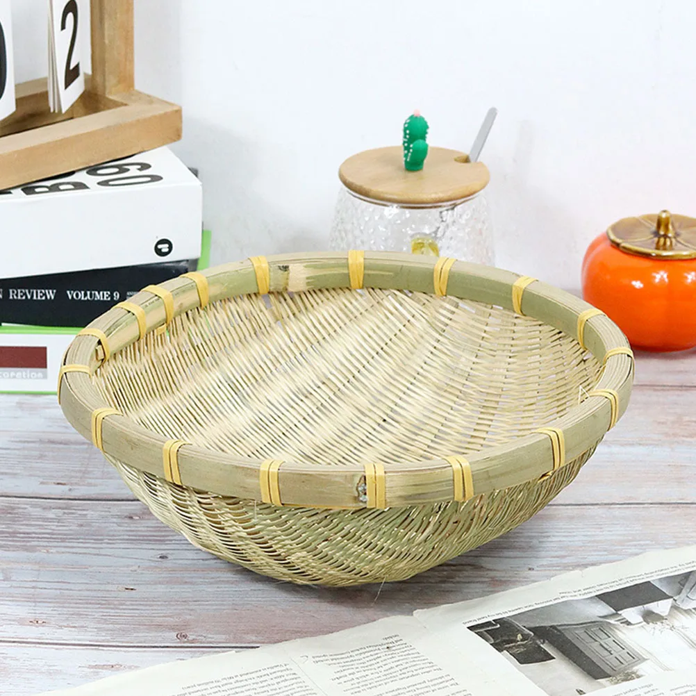 

EcoFriendly Bamboo Woven Basket MultiPurpose Storage Organizer Kitchen Sundry Box Tabletop Container