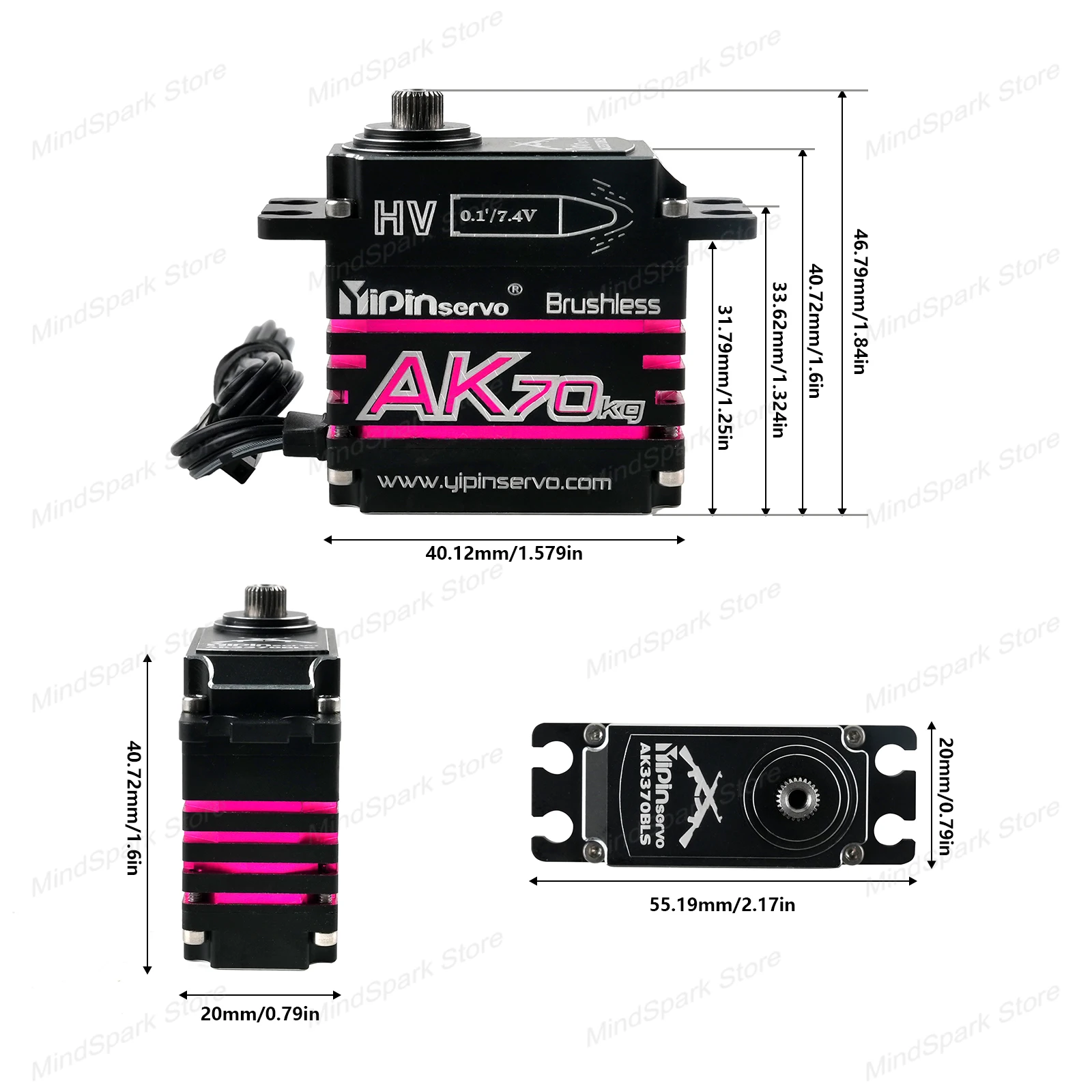 Servo digitale completamente in metallo Motore brushless da 70 kg Servitori di codifica magnetica controllabili con angolo di 180 gradi per velivoli per auto robot fai da te