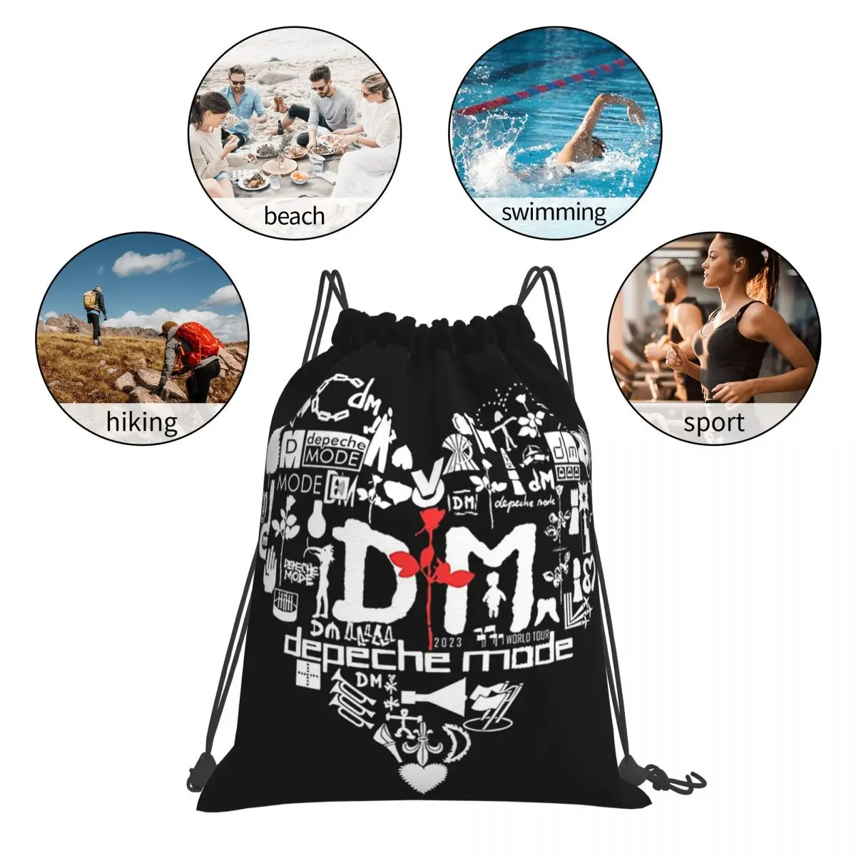 ワールドツアーメメントクラシックミュージシャンバンド 2024 バックパックポータブル巾着バッグ雑貨バッグブックバッグ男性女性学生