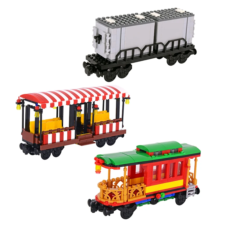 MOC City Idea creativa Treno tecnico Base Ruota Carrozza Building Blocks Mattoni assemblati Giocattoli fai da te per bambini Regali di Natale