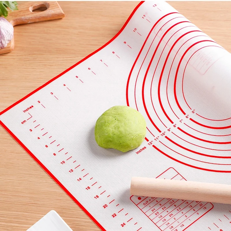 Silicone Pastry Mat Extra Thick Non Stick Baking Mat with Measurement Kitchen Fondant Dough Rolling Mat