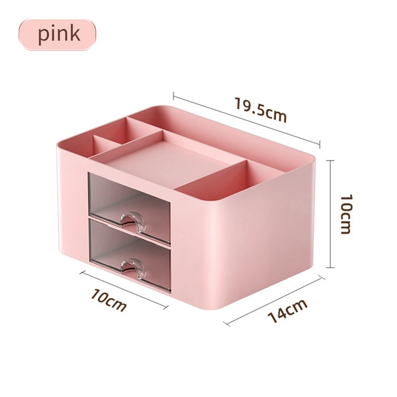 New 2Pcs Simple Transparent Drawer Storage Box Children\'s Student Office Desktop Ornaments Pen Holder