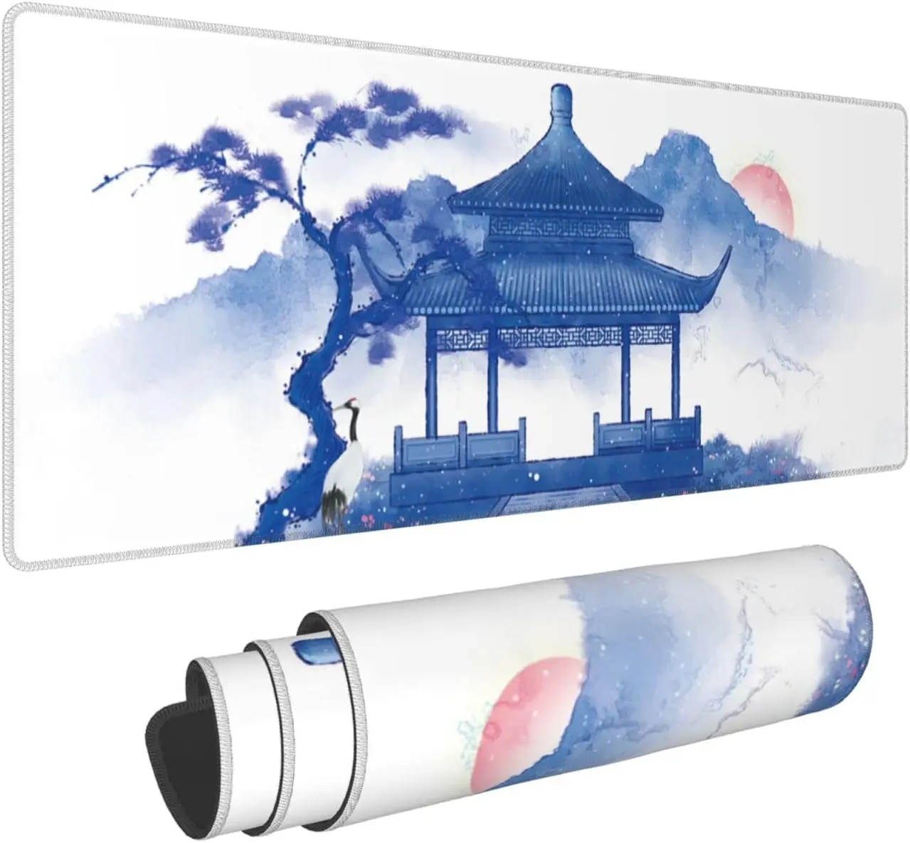 

Китайский игровой коврик для мыши chinoisery, большой размер XL, синий и белый, Настольный коврик, длинные коврики для азиатского искусства, большой коврик для мыши для дома и офиса