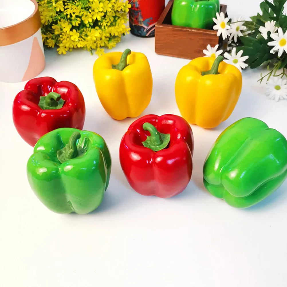 2 Pcs Artificial Green Simulation Peppers Props False Decor Toy Fake Vegetable Model Foam Colorful Imitation Child