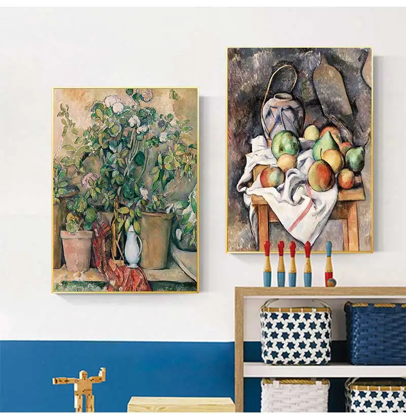 Vintage Paul Cezanne Garden Still Life Terracotta Pots 1890s Art Posters Canvas Painting Wall Prints Picture for Room Home Decor