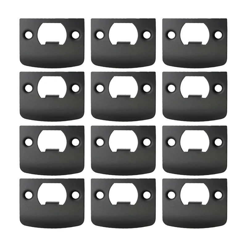 12 PCS Door Strike Plate, Black Deadbolt Strike Plate, Stainless Steel Deadbolt Covers Door Reinforcement Kit