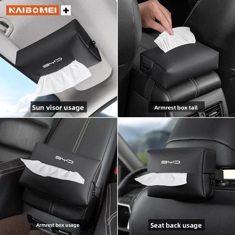 Easy Install Car Sun Visor Tissue Box for BYD Seal Dolphin Yuan Plus Seal U Frigate 07 Tang EV Han EV Song Pro Auto Accessories