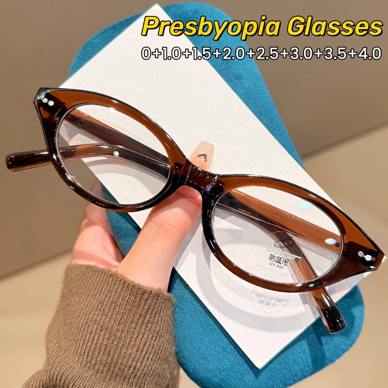

Fashionable Small Framed Cat-eye Reading Glasses Versatile HD Anti-Blue Light Glasses Lightweight Comfortable Unisex 0 To +4.0