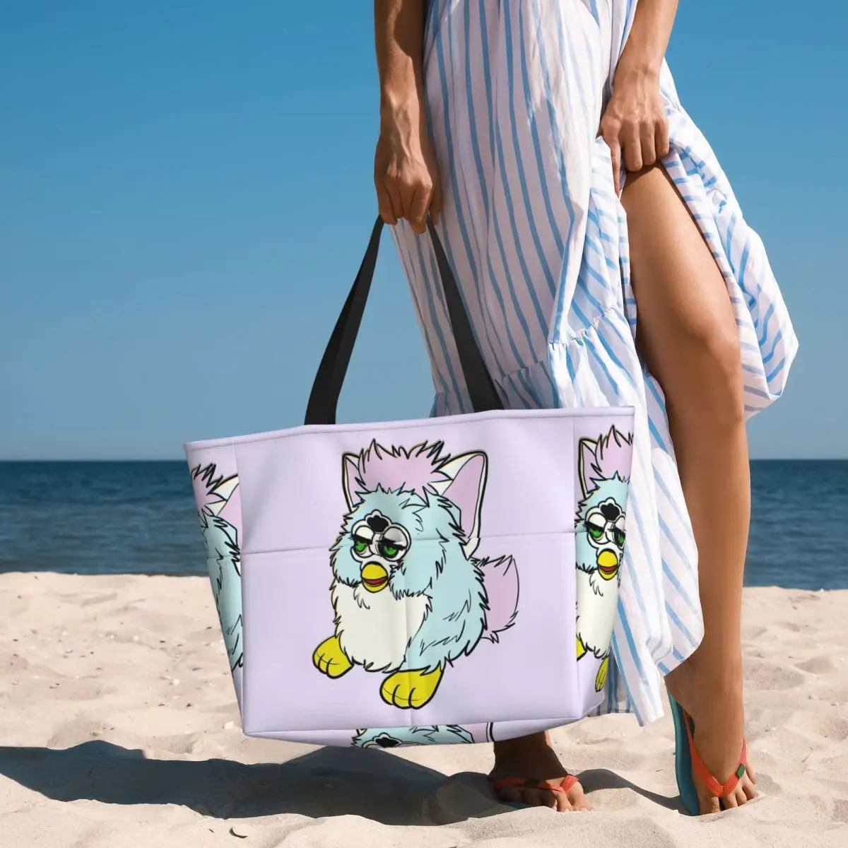 

Furby Army Beach Tote Bag Sport Gym Yoga Duffle Large Tote Bag Women Travel Bag Fitness bag