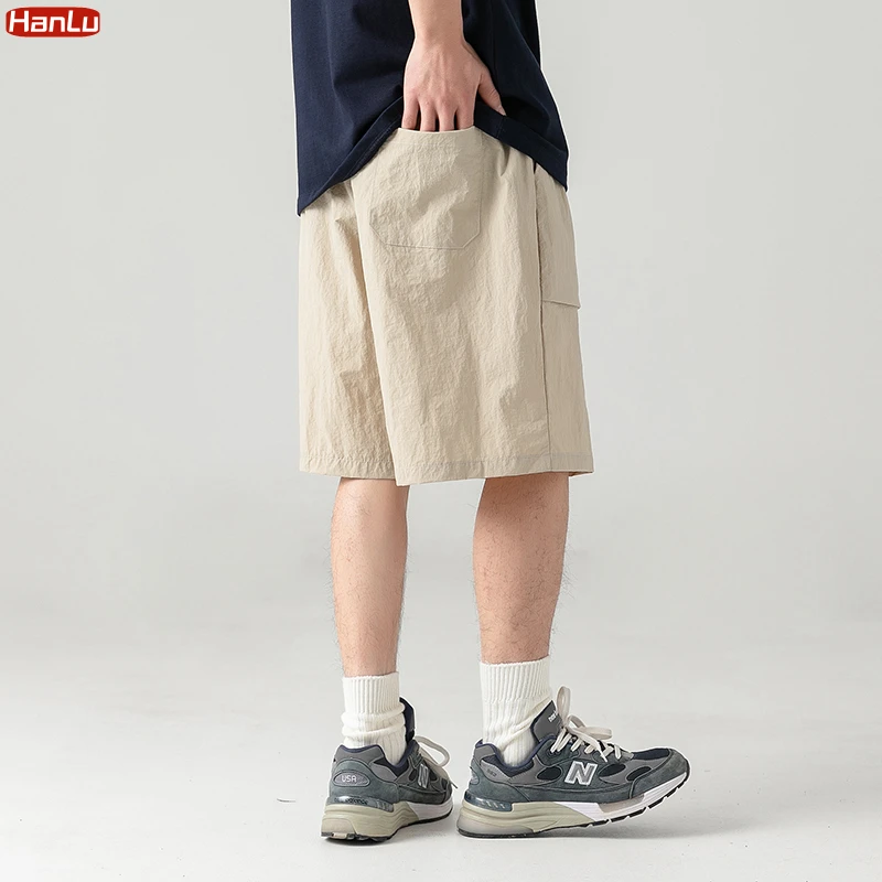 2025 Summer New Cargo Shorts Men Big Pocket Embroid Short Trouser Fashion Korean Street Elastic Waist Casual Shorts Pant Male