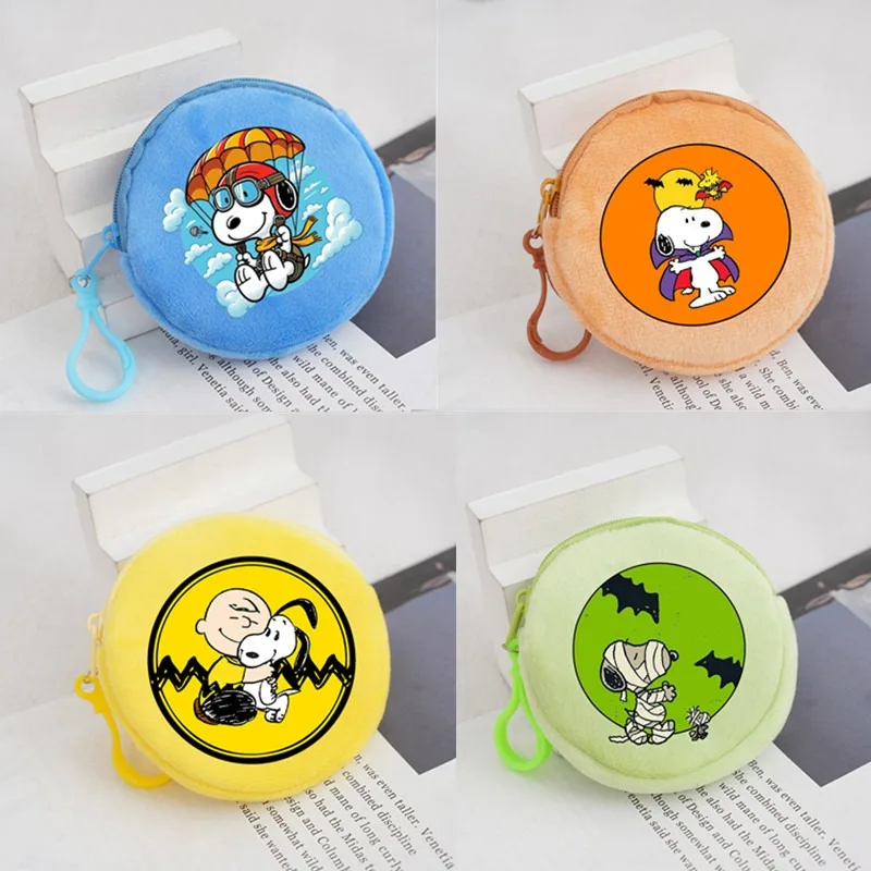 New Snoopy Peripheral Plush Wallet Candy Color Student Girl Heart Coin Purse Headphone Storage Bag Children's Gift ChristmasGift