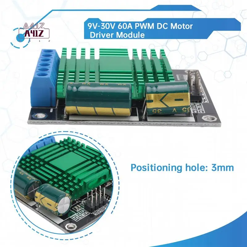 

A41Z-9V-30V 60A Модуль драйвера двигателя постоянного тока с ШИМ Двухканальный модуль регулятора ШИМ