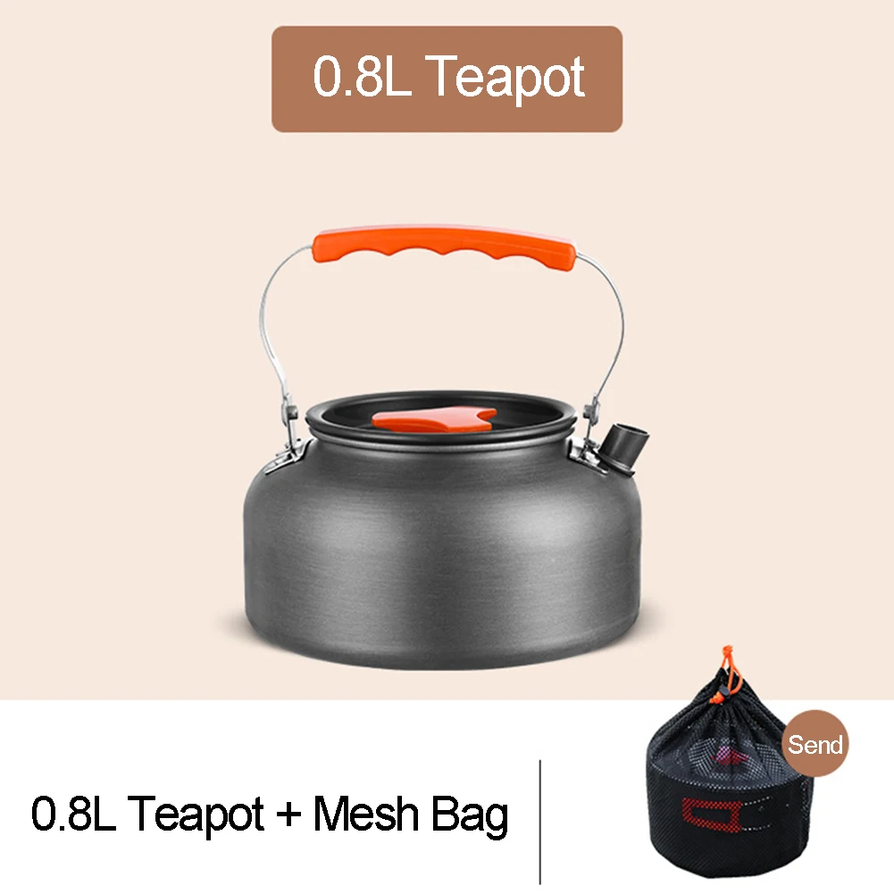 0.8/1.6L غلاية التخييم المحمولة التخييم إبريق الشاي سبائك الألومنيوم غلاية مياه مكافحة تحرق مقبض متعددة الوظائف للمشي نزهة #6