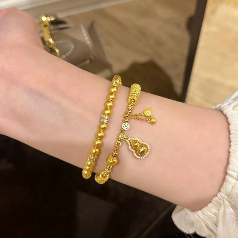 

Ancient Gold Gourd Pendant, Dustpan Treasure, Money Pattern, Small Disc Entanglement Gold Bracelet, Women's New Chinese Bracelet