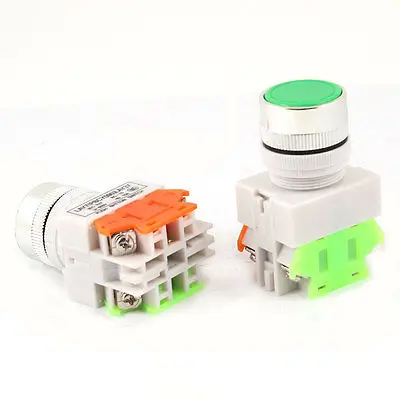 Round Red Cap Momentary 1NO+1NC DPST Push Button Switch 660V 10A 2 Pcs