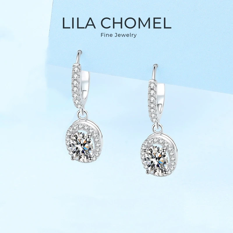 

Женские свадебные украшения, серьги-капли из белого золота 18 карат на День святого Валентина, 1 карат, овальный муассанит, бриллиант PT950, платина, подарок на день рождения для девочек