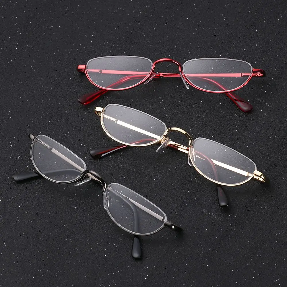 1Pc Half Frame Metal Spring Hinge Reading Glasses Semi-rim Halves Ultra Light Resin Eyeglasses Vision Care +1.00~+4.0 Diopter