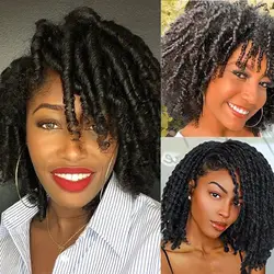 Short Dreadlock Wigs for Black Women Afro Curly Twist Wigs Braiding Synthetic Wig Heat Resistant Fiber Breathable Faux Locs Brai