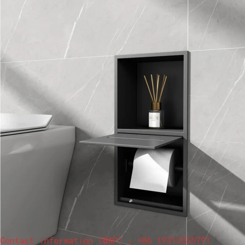 

【Best-selling】Stainless Steel Recessed Trash Can Tissue Box Hidden Niche Toilet Toilet Paper Rack