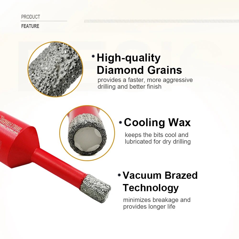 SHDIATOOL 2 pz 6mm punta diamantata Dry gres porcellanato marmo Core Bit granito marmo sega a tazza M14 corone di perforazione del filo