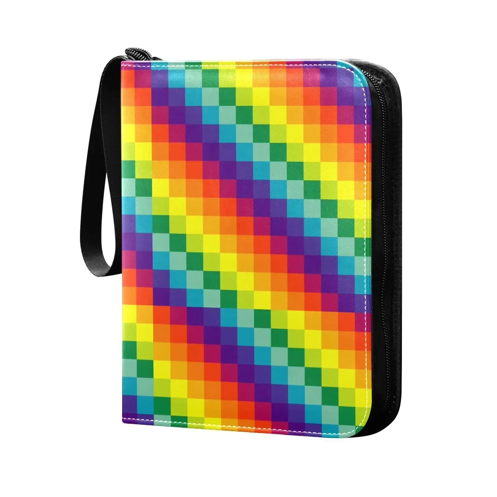 Rainbow Stripes Marble 4 Pocket Cards Binder, 400 Double Sided Pocket Album for Sport Game Cards, Unique Card Collection Storage