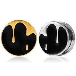 Vankula 2PCS 316 Stainless Steel Round Water Drop Ear Gauges Tunnels Plugs Stretcher Expander Piercing Women Body Jewelry