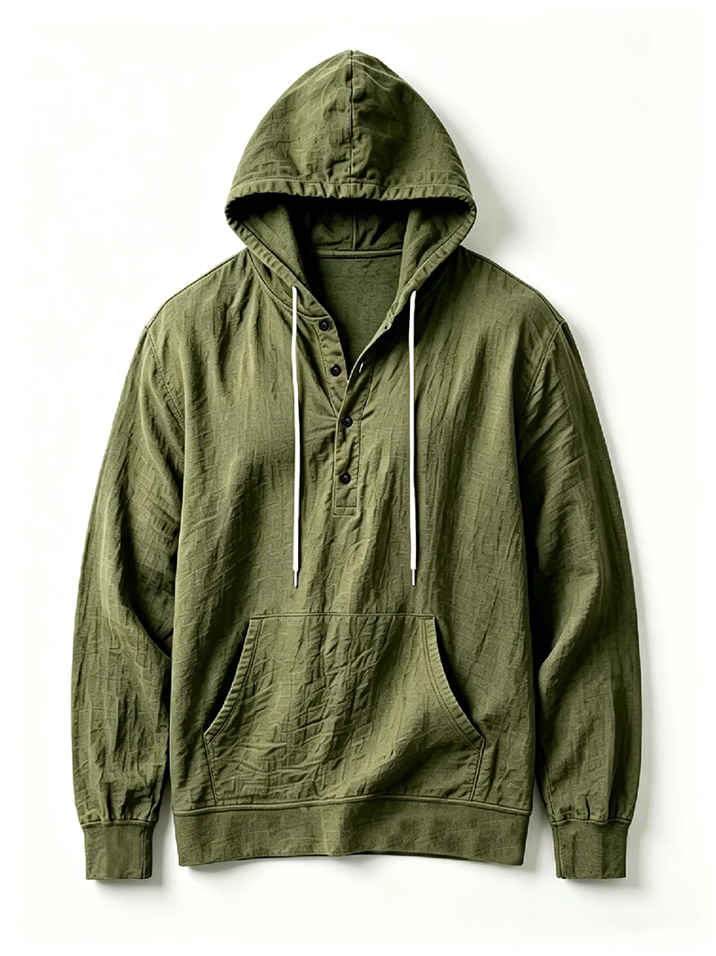 Herren Leinen-Pullover-Hemd Frühling Herbst Lässiges Kapuzen-Oberteil Locker Geschnittenes Langarm-Textilhemd Leichte Freizeitkleidung für Männer – Detail 19