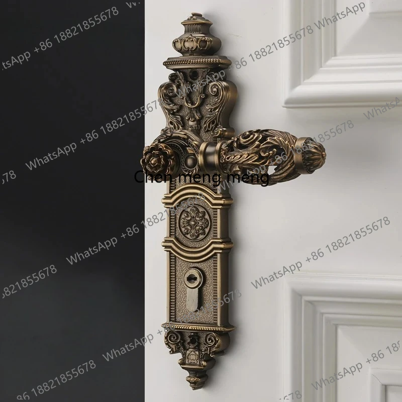 

European Retro Brass Indoor Door Locks Bedroom Mute Security Door Handle Lock Home Villa Lock Furniture Hardware Accessories