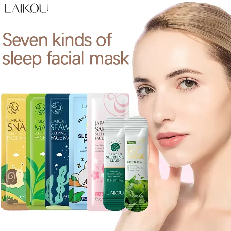 LAIKOU Facial Sleeping Mask Moisturizing Hydrating  Face Sheet Masks Repairing & Nourishing Night Face Mask Skin Care 7pcs