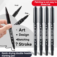 10Pcs/set Double Tip Art Black Blue ink Permanent Paint Marker Pen for Plastic Wood Stone Metal Glass Doodling Marking Graffiti 5