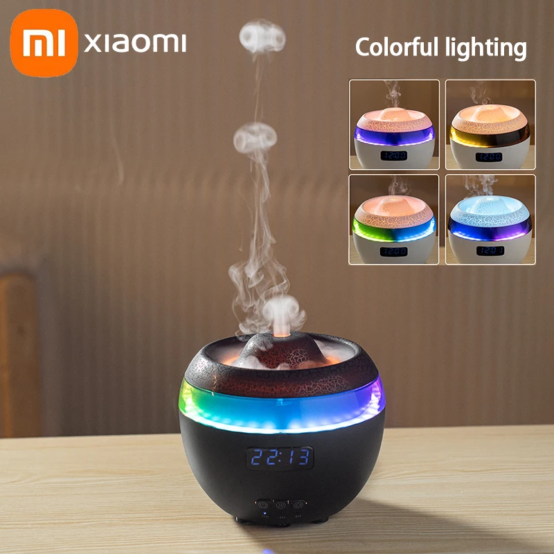 2024 Nieuwe Xiaomi Vlam Aroma Diffuser Humidificador Kleurrijke Lichte Kwallen Spray Vulkaan Geur Olie Luchtbevochtiger Met Afstandsbediening