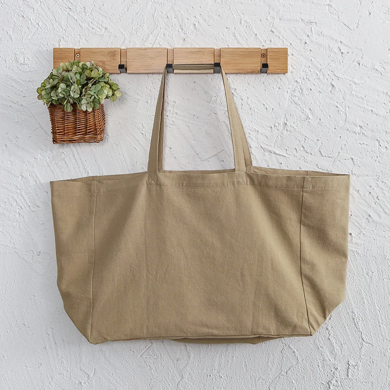 Retro Cotton Linen Shoulder Bags Large Capacity Handbag Portable Shopping Bag Supermarket Environmental Cloth Pouch Women Bag