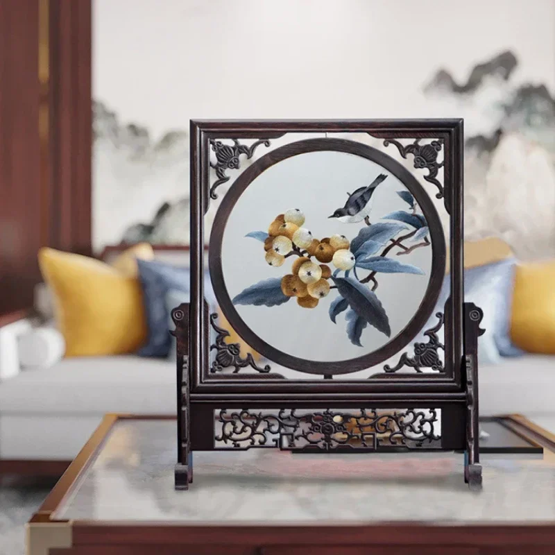 Suzhou Double-Sided Embroidery Screen, Auspicious Symbolic Decor, New Chinese Style, Artistic Home Accessories & Wall Ornaments