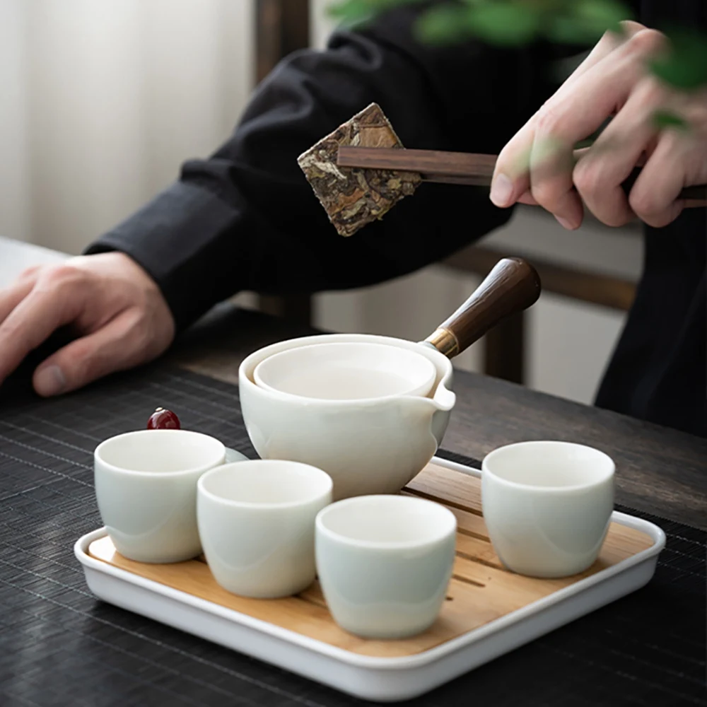 

B69C Creative Portable Tea Making Teaware Sets Chinese Tea Ceremony Gift 360 Automatic Spinning Tea Set Lazy Kung Fu Tea Set