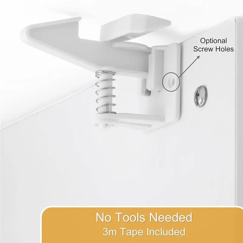 YSUN-For Kitchen& Furniture Baby For-Proofing Cabinet Locks No Drill Child Safety Drawer Latches Adhesive Childproof For Cabinet