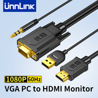Unnlink VGA  to HDMI Cable with 3.5mm Aux Audio Output Support PC Laptop DVD Xbox360 to Monitor TV