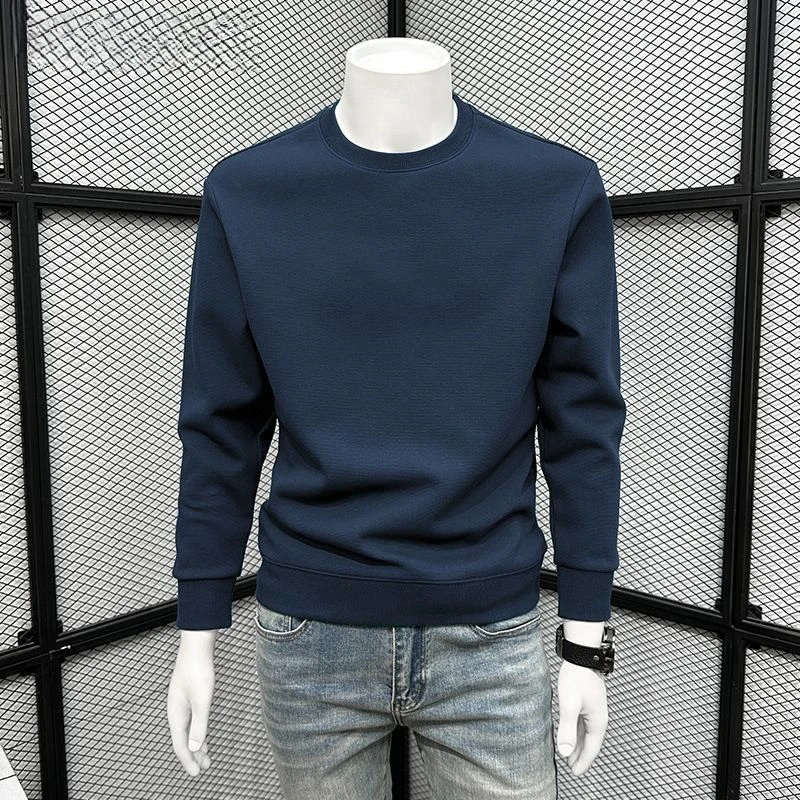 

Fashion Autumn Winter New Thin Sweatshirts Men Trend Solid O-Neck Casual All-match Long Sleeve Loose Pullovers T-shirt Tops