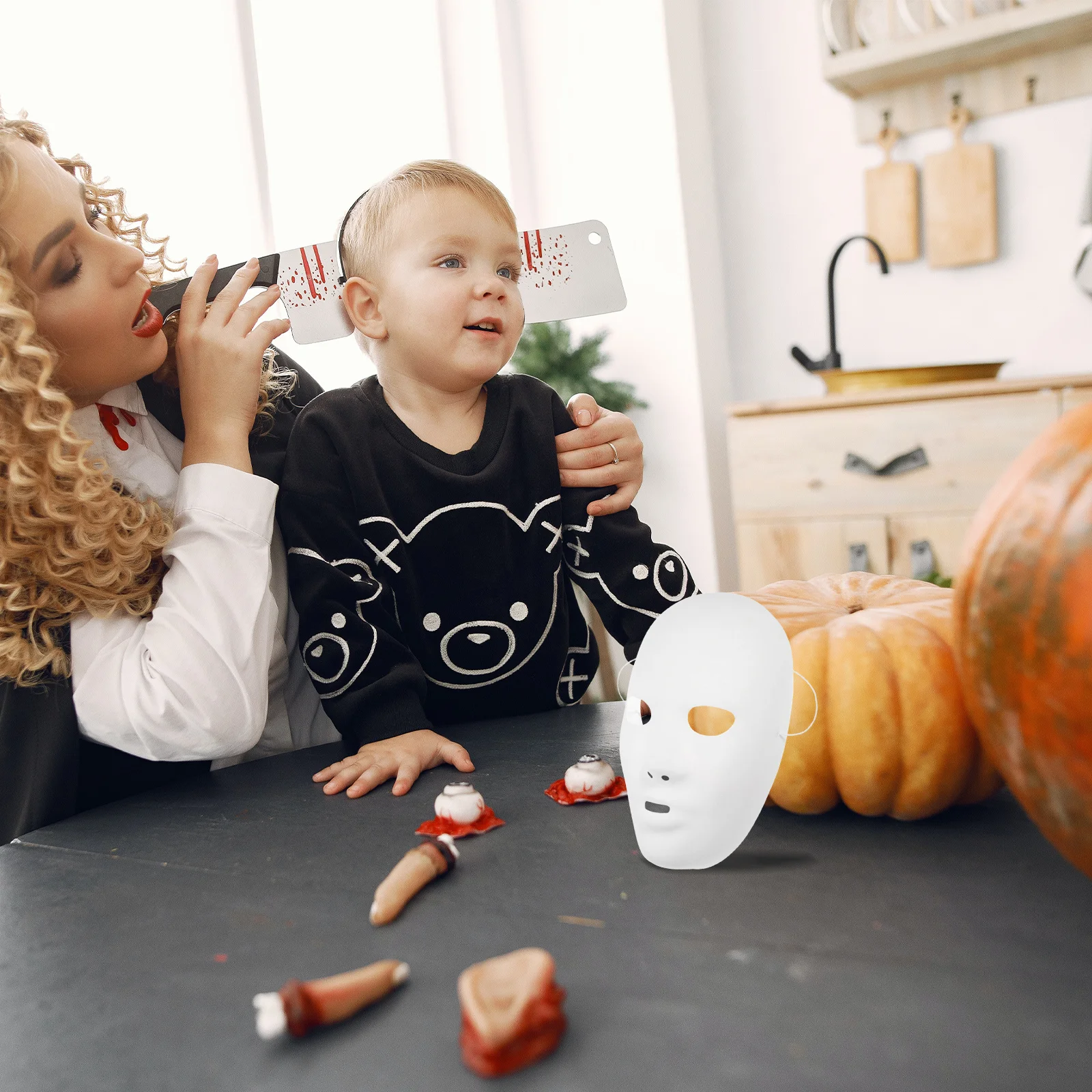 

12Pcs White Mask Female Full Face Halloween Blank Painting Mask DIY Hip-Hop Dance Ghost Cosplay Party Masquerade Costume